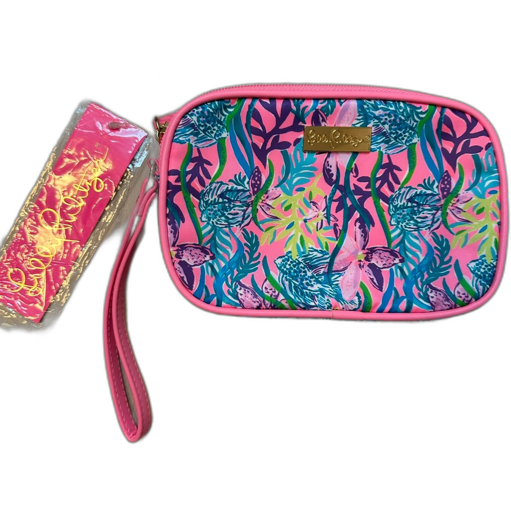Lilly Pulitzer Wristlet Maximal Pink Wallet Tropical Vacation Coastal Preppy NWT